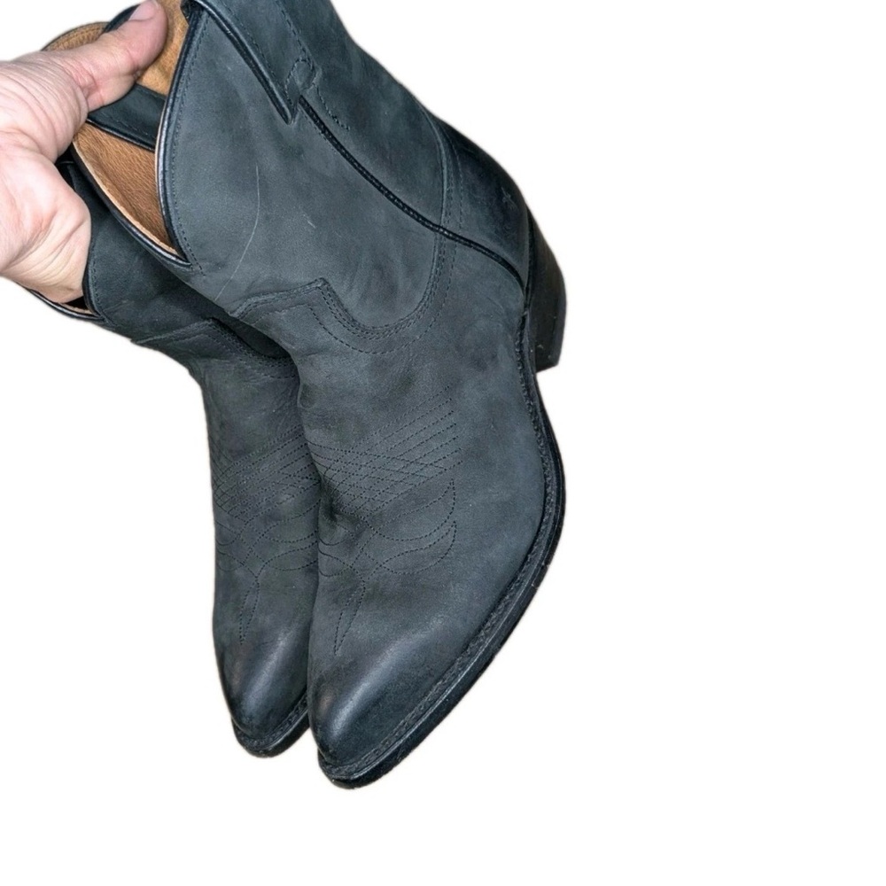 Frye Women's Distressed Charcoal Grey & Black Leather Boots Pointed Toe Size 7M